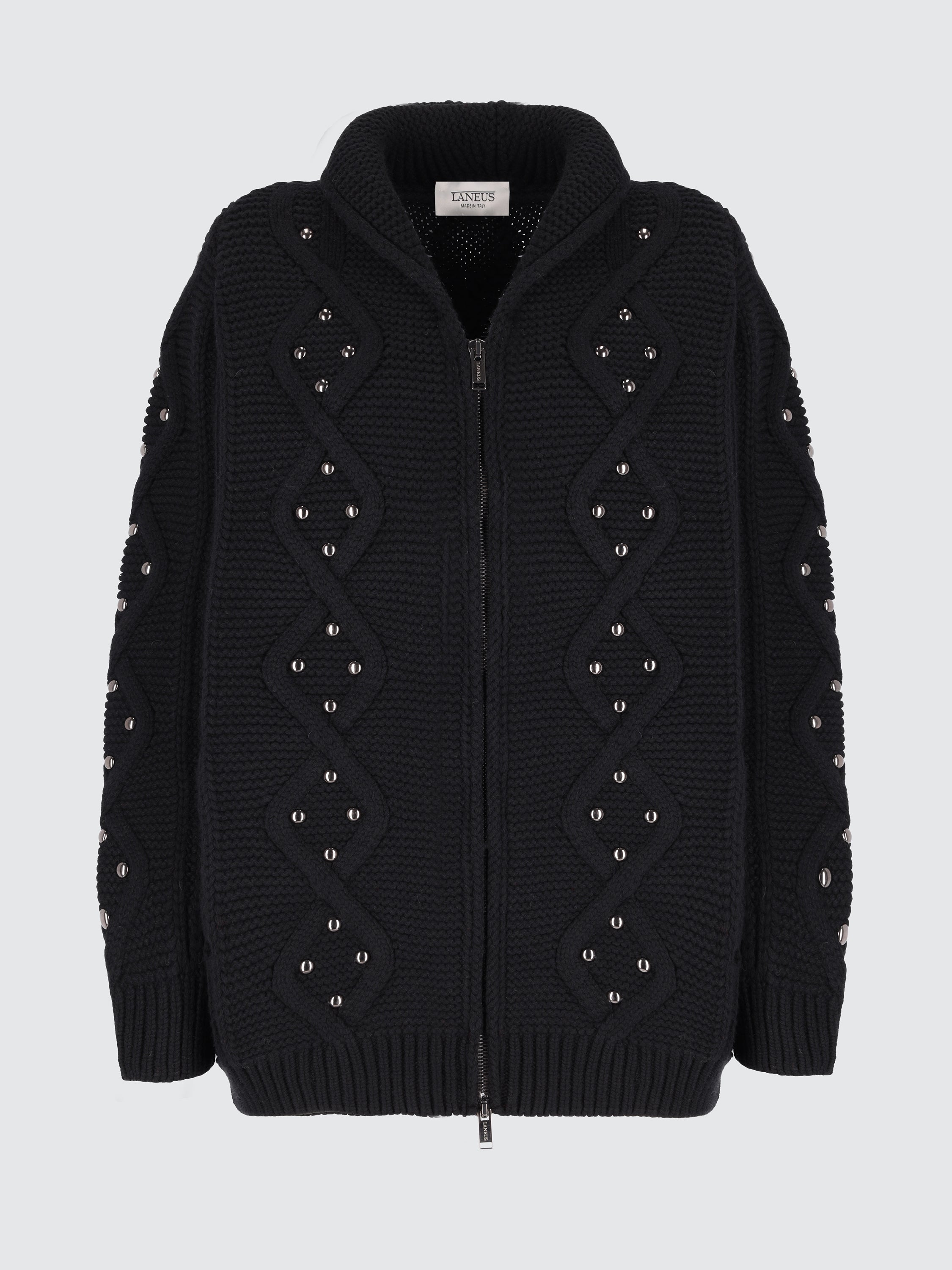 Giacca in lana intrecciata studs