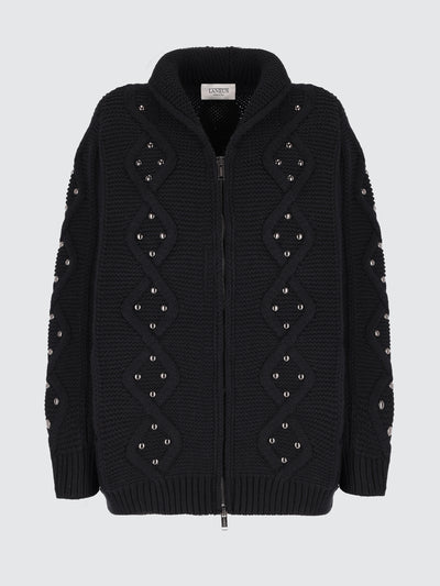 Giacca in lana intrecciata studs